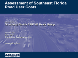 SE Florida Road User Costs