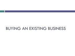 Buying An Existing Business