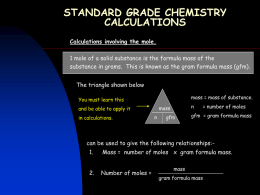 STANDARD GRADE CHEMISTRY CALCULATIONS