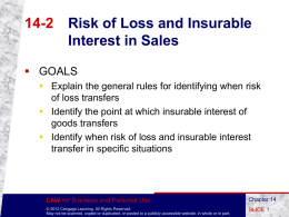 CHAPTER 13 Ownership and Risk of Loss in Sales