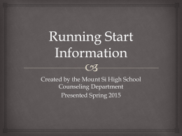 Running Start Information - Snoqualmie Valley School District