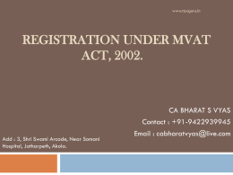 INTRODUCTION OF MVAT ACT, 2002