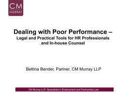 Dealing with Poor Performance