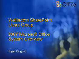 SharePoint User Group MOSS Overview