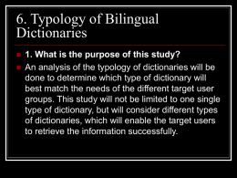 6. Typology of Bilingual Dictionaries