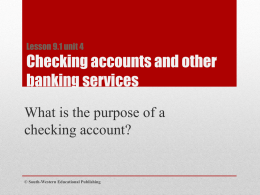 Chapter 9 Checking Accounts and Other Banking Services