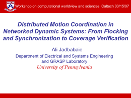 Distributed Coordination : From Flocking and