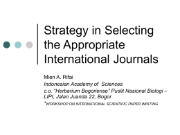 Strategy in Selecting the Appropriate International Journals