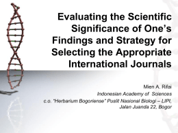 Evaluating the Scientific Significance of One’s Findings