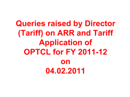 Queries raised by Director (Tariff) on ARR and Tariff