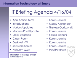 IT Briefing Agenda 9/16/03