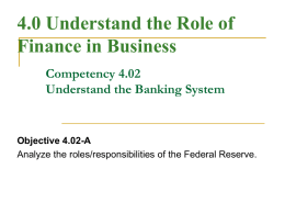 Competency 7: Explain the importance of banking among