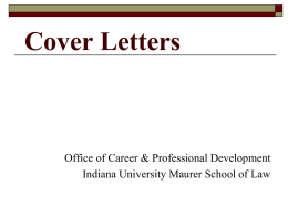 Cover Letters - Indiana University Maurer School of Law
