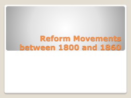 Reform movements between 1800 and 1860
