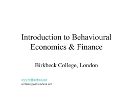 Introduction to Behavioural Economics & Finance