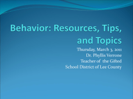 Behavior: Resources, Tips, and Topics