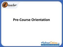 Pre-Course Orientation