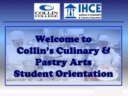 Welcome to CCCC’s Culinary Arts Student Orientation