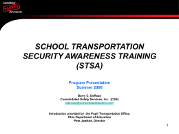 SCHOOL TRANSPORTATION AWARENESS TRAINING (STAT)