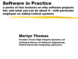 Software in Practice a series of four lectures on why