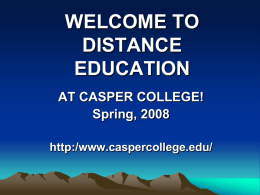 WELCOME TO DISTANCE EDUCATION