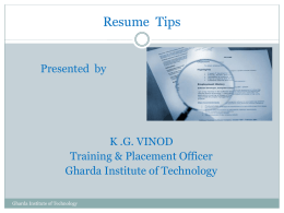 Resume Tips - Gharda Institute Of Technology