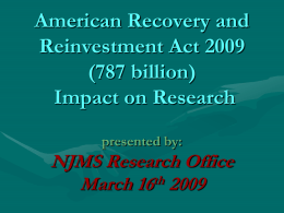 American Recovery and Reinvestment Act: Impact on Research