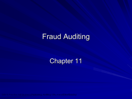 Chapter 11 &ndash; Fraud Auditing