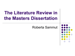 Roberta Sammut - Lecture Literature Review