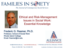 Ethical and Risk-Management Issues in the Human Services