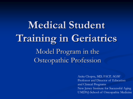 Training the future providers of geriatric care