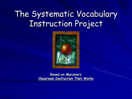The Systematic Vocabulary Instruction Project
