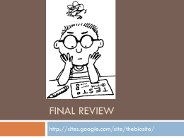 Final Review - Mrs. Knape's Biology Class