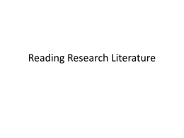 Reading Research Literature