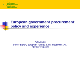 Recent Developments in EU Procurement Policy