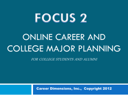 Online Career and Education Planning for College