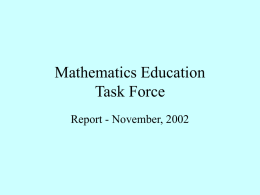 Mathematics Education Task Force
