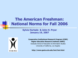 The American Freshman: National Norms for Fall 2005 40th
