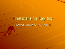 Final plans for Italy trip