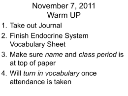 November 7, 2011 Warm UP