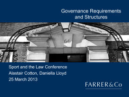 Governance Requirements and Structures