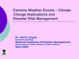 Extreme Weather Events – Climate Change Implications and