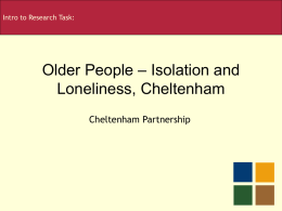 Older People – Isolation and Loneliness, Cheltenham