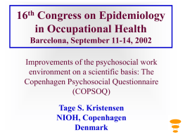 16th Congress on Epidemioloy in Occupational Health