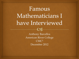 Famous Mathematicians I have Interviewed