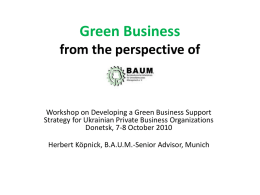 Green Business from the perspective of