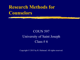 Research Methods for Counselors