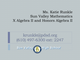 Mrs. Michelle Hall Sun Valley Mathematics Room B55
