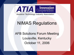NIMAS Regulations - American Foundation for the Blind