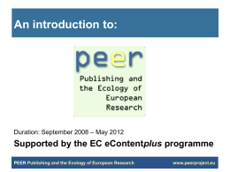 PEER Publishing and the Ecology of European Research